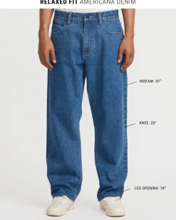 RVCA AMERICANA DAYSHIFT JEANS Blue Collar Discount