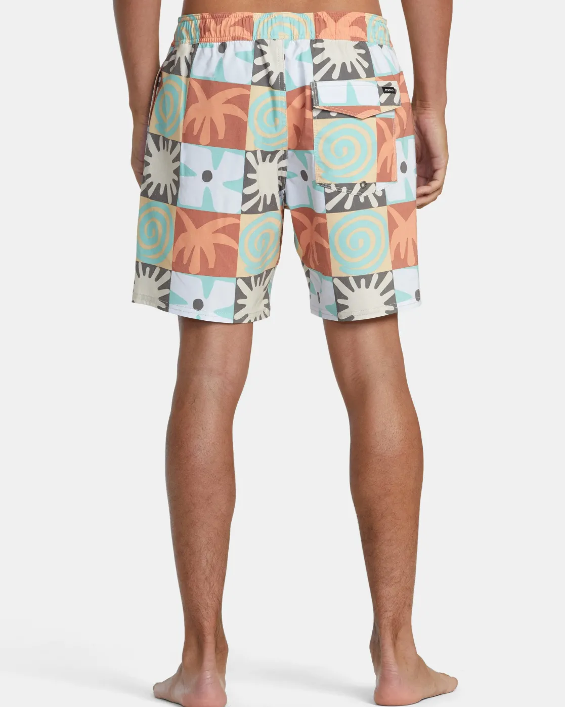 RVCA ATLAS ELASTIC WAIST 17" BOARDSHORTS Multi Check Clearance