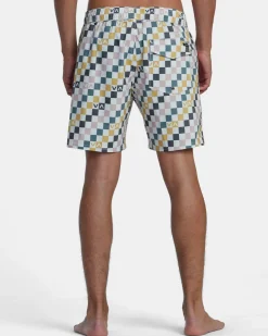 RVCA BARNES ELASTIC WAIST 17" BOARDSHORTS Antique White New
