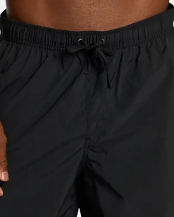 RVCA BIG LOUNGER ELASTIC WAIST SHORTS Black Clearance