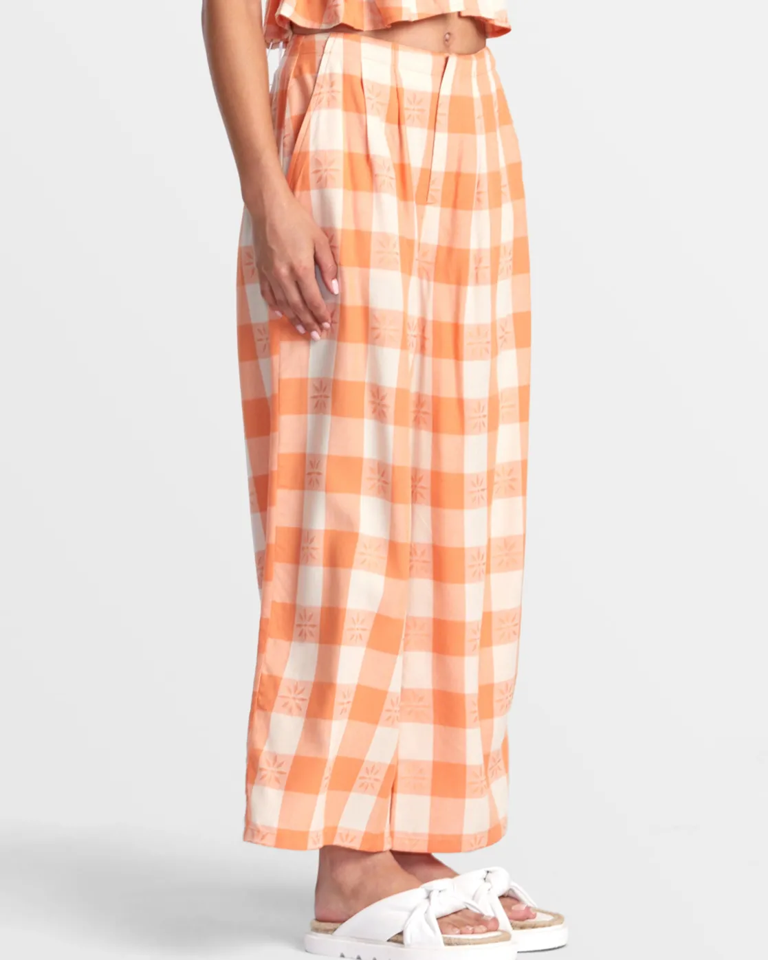 RVCA CALLUM PRINTED WIDE LEG PANTS Copper Tan Hot