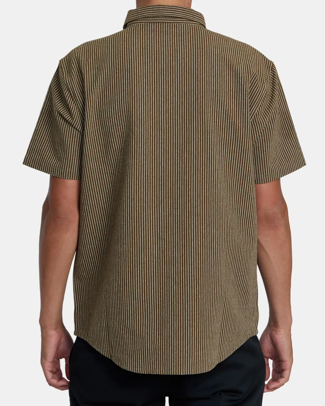 RVCA DAYSHIFT STRIPE II SHORT SLEEVE SHIRT Bombay Brown Hot