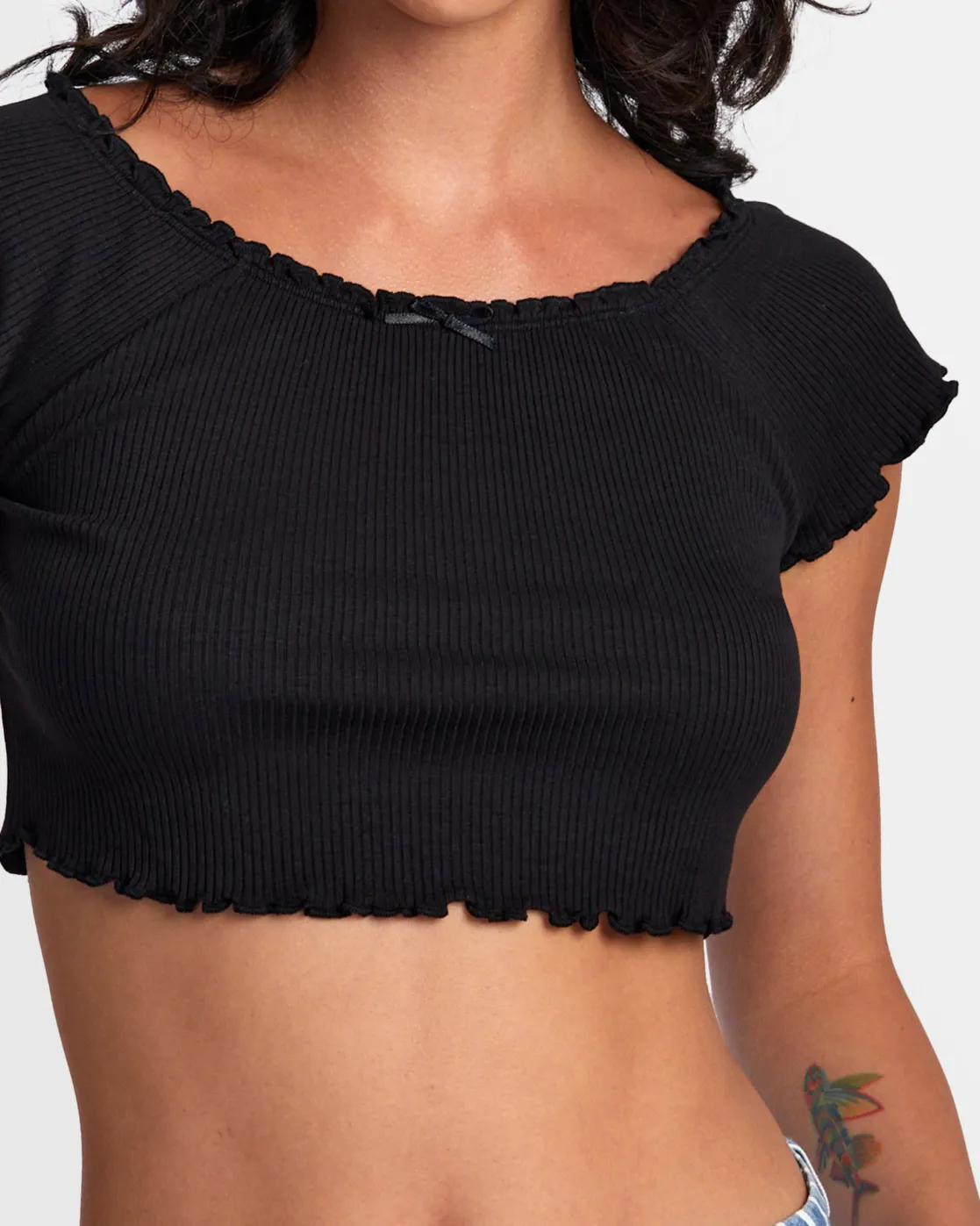 RVCA DELILAH OFF-THE-SHOULDER CROP TOP RVCA Black New