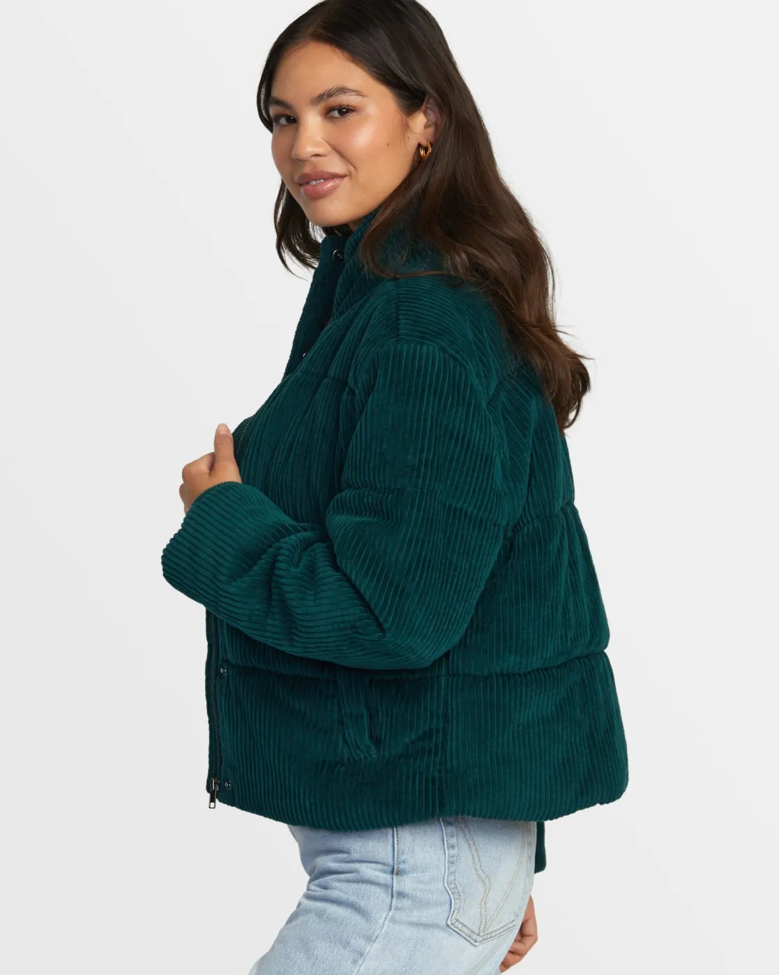 RVCA EEZEH CORDUROY PUFFER JACKET Ponderosa Pine Sale