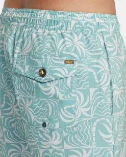 RVCA EXOTICA ELASTIC WAIST BOARDSHORTS 16'' Granite Green Hot