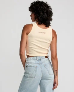 RVCA ISLAND LEI CROPPED TANK TOP Latte Online