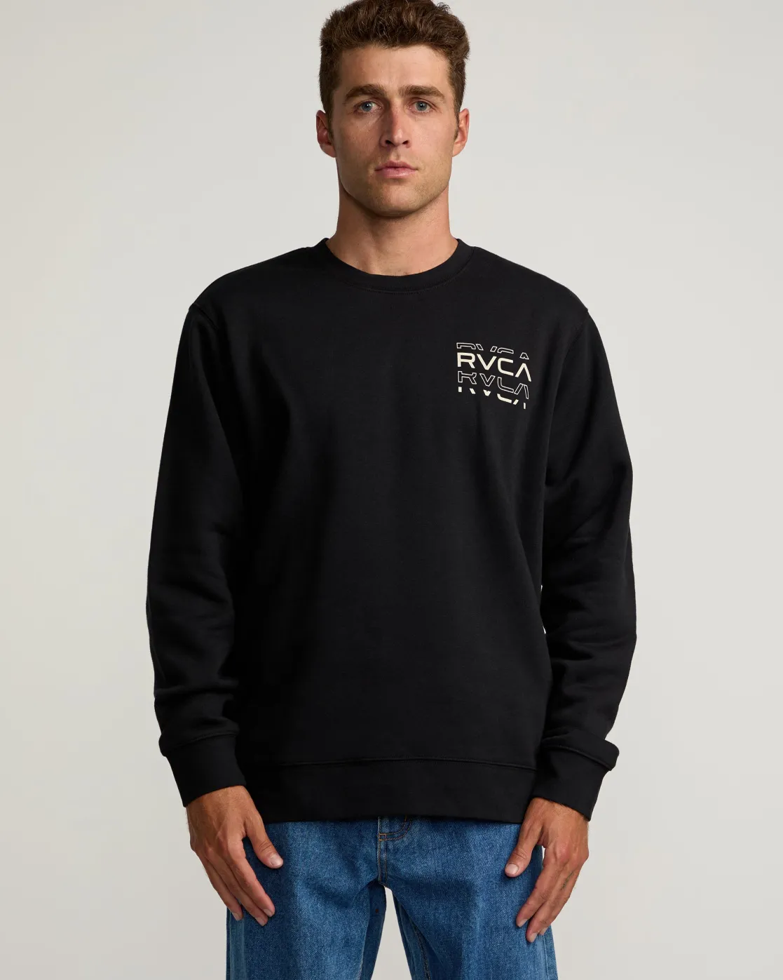 RVCA LOGO SHATTER CREW SWEATSHIRT Black Online