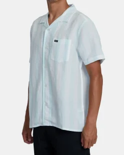 RVCA LOVE STRIPE SHORT SLEEVE SHIRT Light Blue Hot