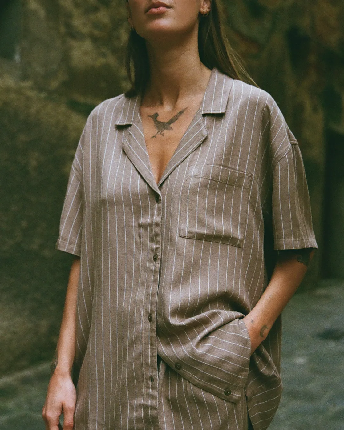 RVCA MASON BUTTON DOWN SHIRT Dark Khaki Outlet