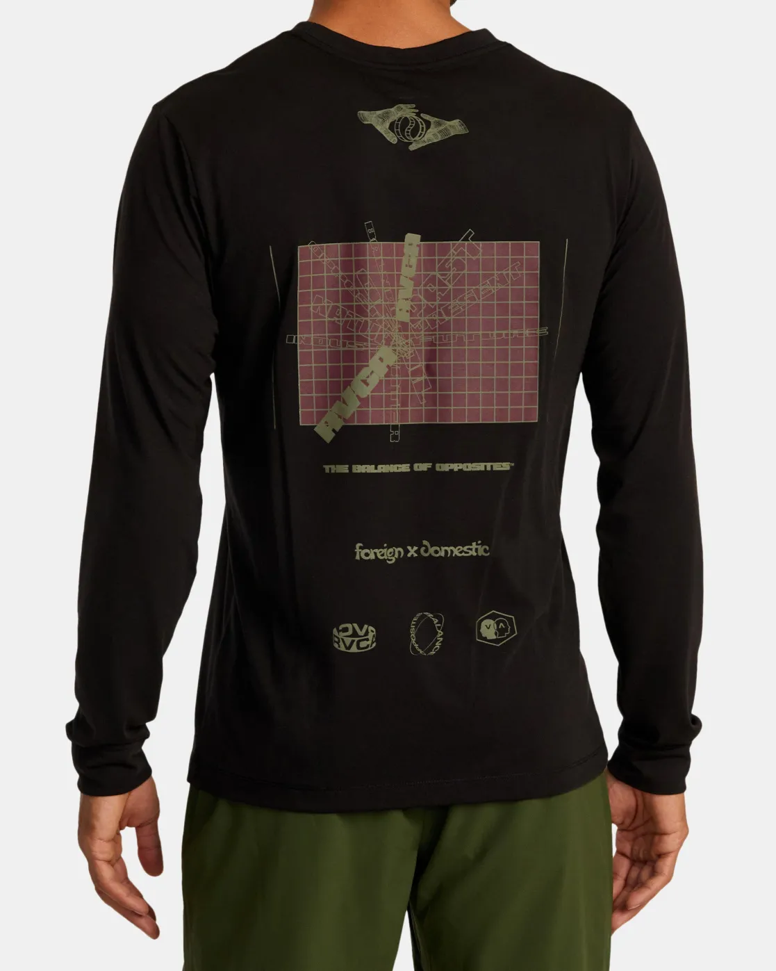 RVCA MULTI GRID LONG SLEEVE TEE Black Outlet