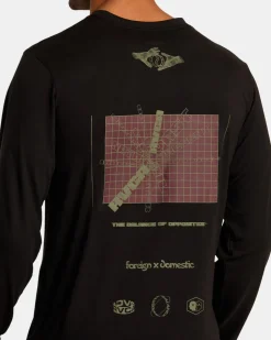 RVCA MULTI GRID LONG SLEEVE TEE Black Outlet