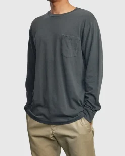 RVCA PTC PIGMENT LONG SLEEVE TEE Pirate Black Clearance