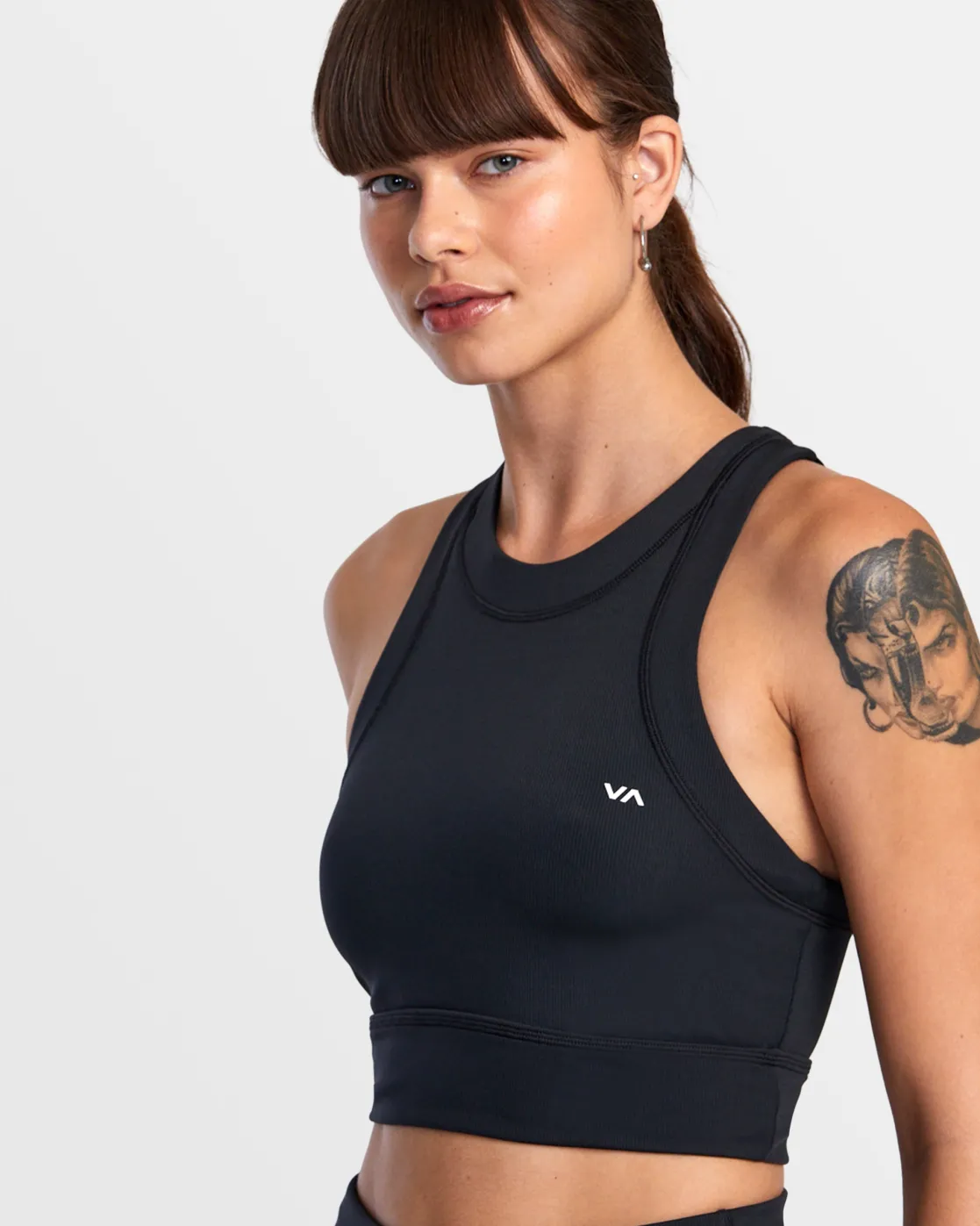 RVCA RIBBED FITTED TANK TOP Black New