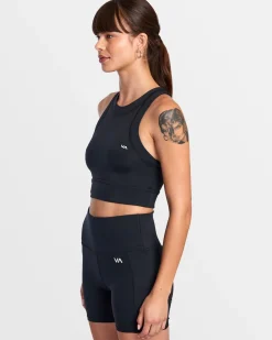 RVCA RIBBED FITTED TANK TOP Black New