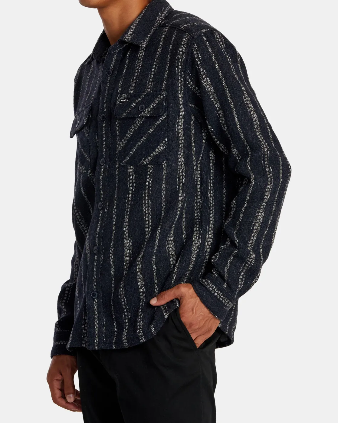 RVCA BLANKET LONG SLEEVE SHIRT Indigo Hot