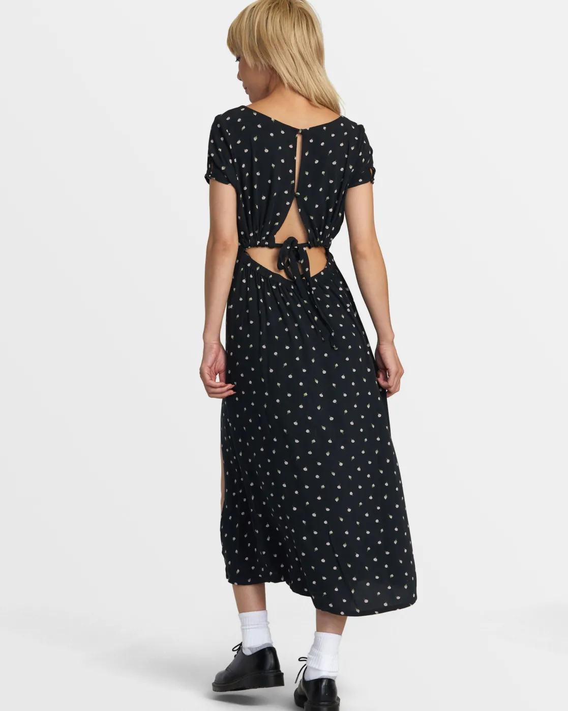 RVCA SECRETS MIDI DRESS Peach Whip Clearance