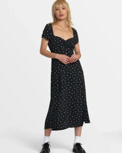 RVCA SECRETS MIDI DRESS Peach Whip Clearance