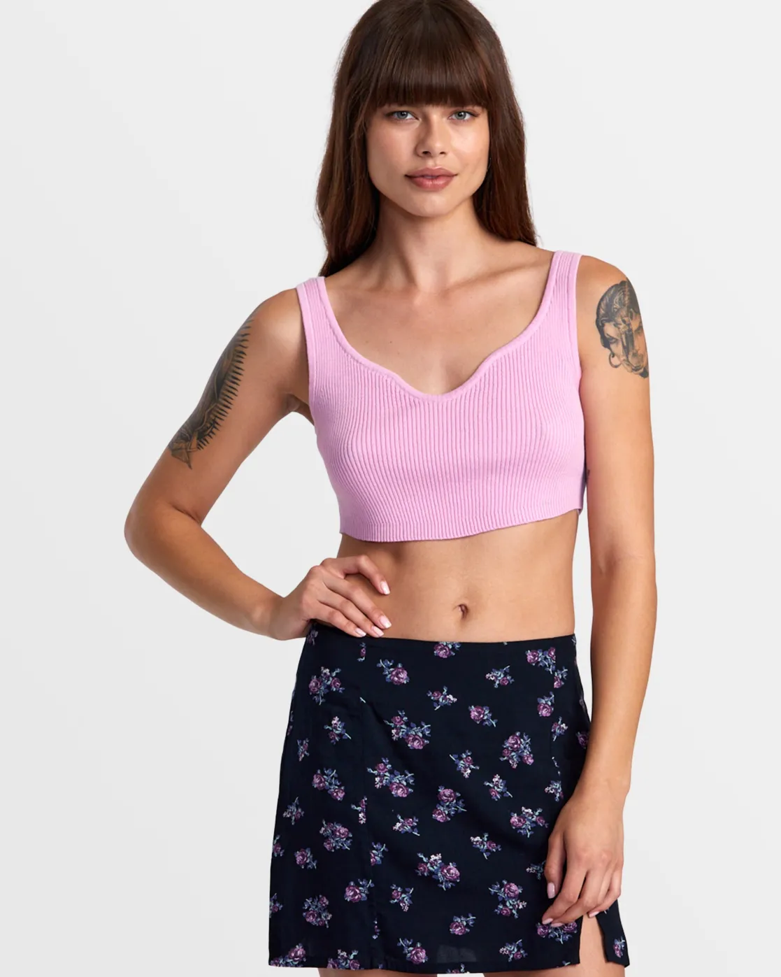 RVCA SELECTS ROUNDABOUT SWEATER TANK V-NECK SWEATER Pastel Lavender New