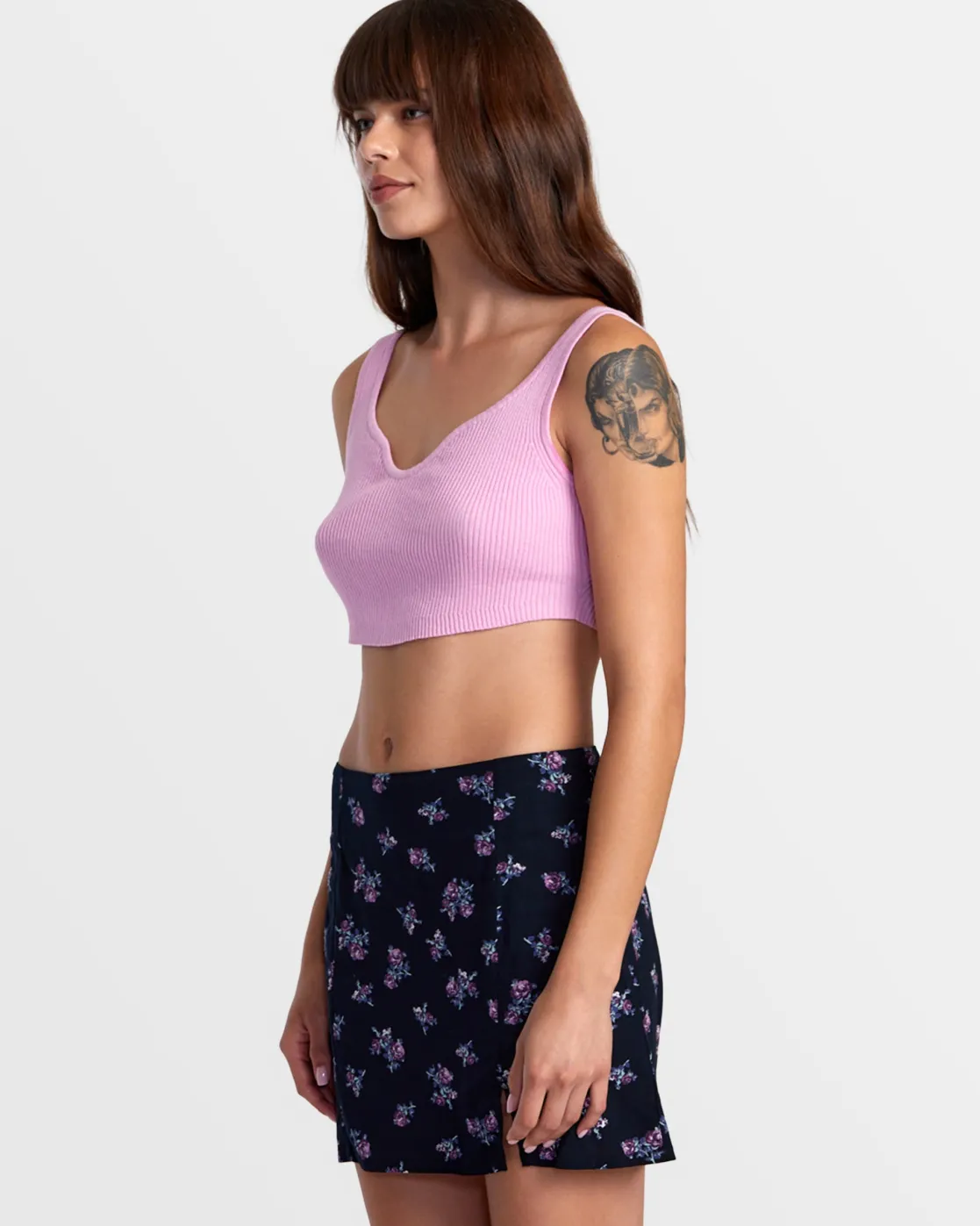 RVCA SELECTS ROUNDABOUT SWEATER TANK V-NECK SWEATER Pastel Lavender New