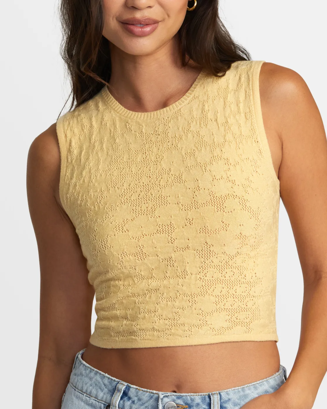 RVCA SELECTS SHIVER SWEATER TANK CREW NECK SWEATER Sahara Sun Best