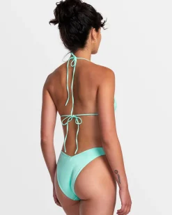 RVCA SOLID SHIMMER V-FRONT FRENCH BIKINI BOTTOMS Ice Green Sale