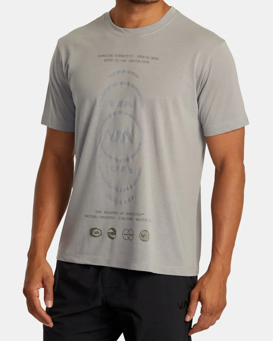 RVCA VA CIRCLE SPLITTER TEE Stone Clearance