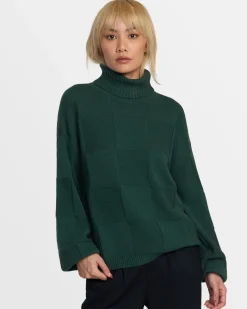 RVCA VINEYARD TURTLENECK SWEATER Pineneedle Clearance
