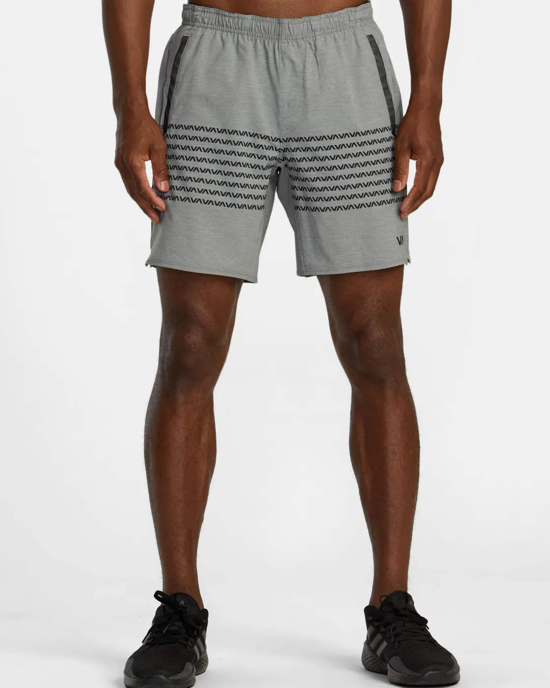 RVCA YOGGER STRETCH 17" ATHLETIC SHORTS Heather Grey Va Band Best