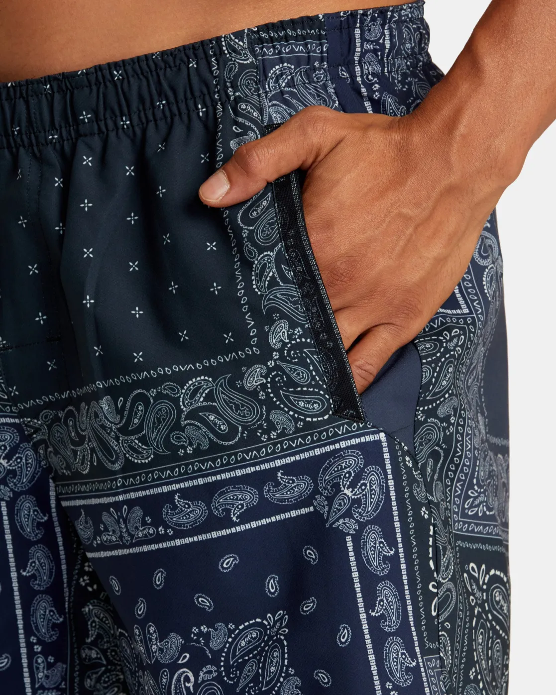 RVCA YOGGER STRETCH 17" ATHLETIC SHORTS Black Patchwork Discount