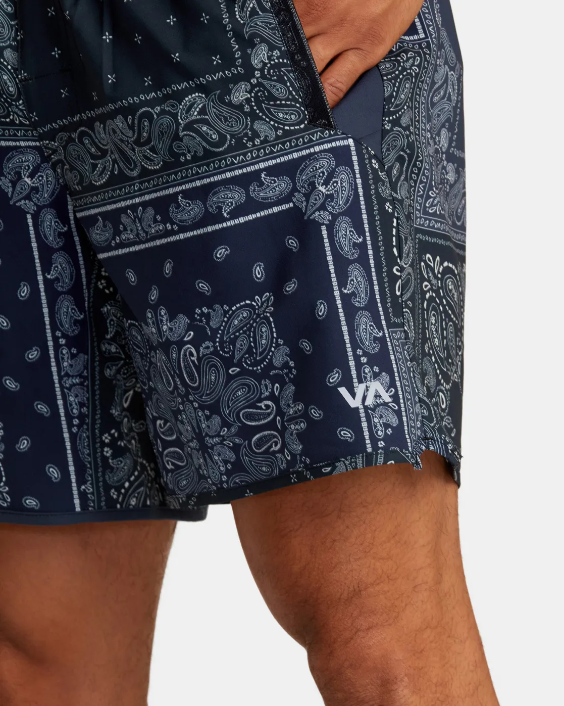RVCA YOGGER STRETCH 17" ATHLETIC SHORTS Black Patchwork Discount