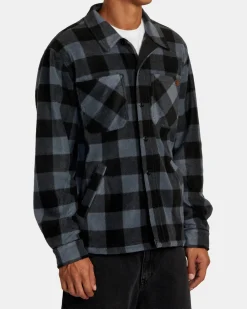 RVCA YUKON HI PILE FLEECE SHIRT JACKET Garage Blue Online
