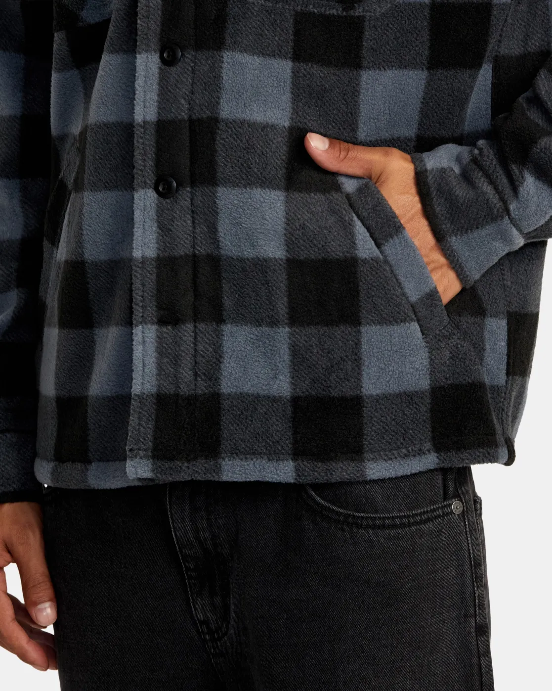 RVCA YUKON HI PILE FLEECE SHIRT JACKET Garage Blue Online